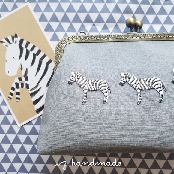 Embroidered Zebra Patch Clutch